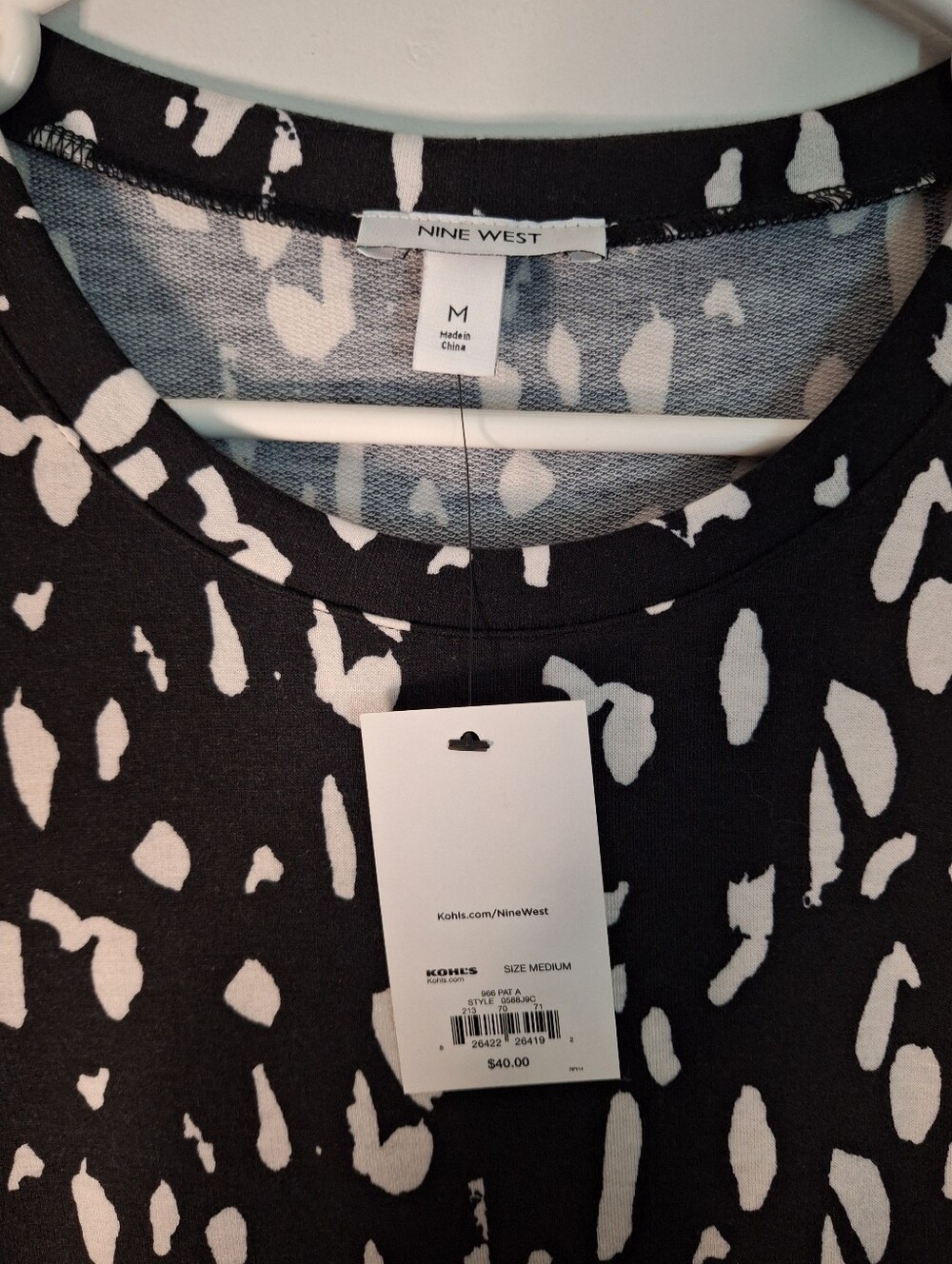 Nine West Black and White Sleeveless Printed Sheath Dress NWT - Picture 2 of 3